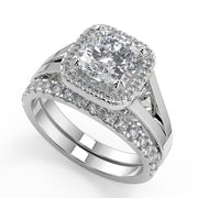 Savannah Double Prong Split Halo Cushion Cut Engagement Ring - Nivetta